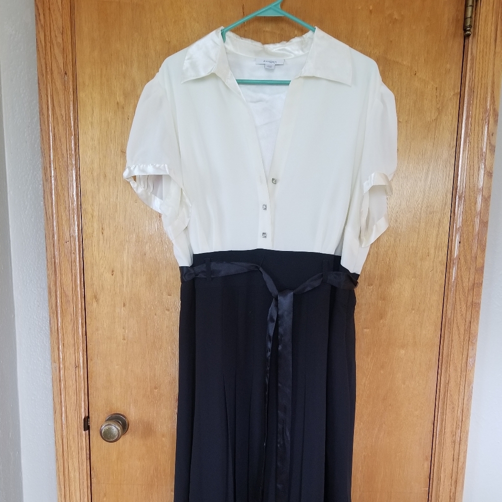 Dressbarn Belted Dress Black and Cream 20W